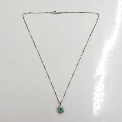Pt850エメラルドペンダントネックレス　E0.36ct　D0.26ct　ネックレス長さ40cm　重量6.52ｇ(石の重量含む) レディース(中古)