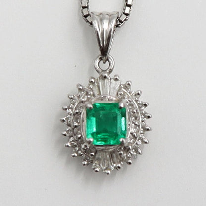 Pt850エメラルドペンダントネックレス　E0.36ct　D0.26ct　ネックレス長さ40cm　重量6.52ｇ(石の重量含む) レディース(中古)