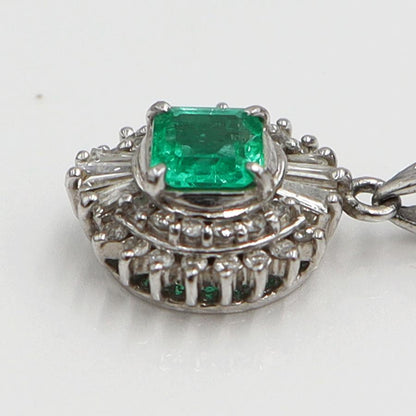 Pt850エメラルドペンダントネックレス　E0.36ct　D0.26ct　ネックレス長さ40cm　重量6.52ｇ(石の重量含む) レディース(中古)