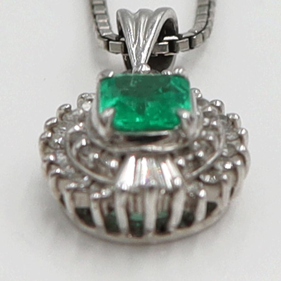 Pt850エメラルドペンダントネックレス　E0.36ct　D0.26ct　ネックレス長さ40cm　重量6.52ｇ(石の重量含む) レディース(中古)