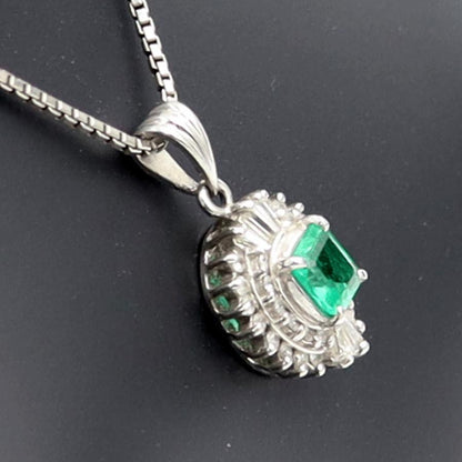 Pt850エメラルドペンダントネックレス　E0.36ct　D0.26ct　ネックレス長さ40cm　重量6.52ｇ(石の重量含む) レディース(中古)