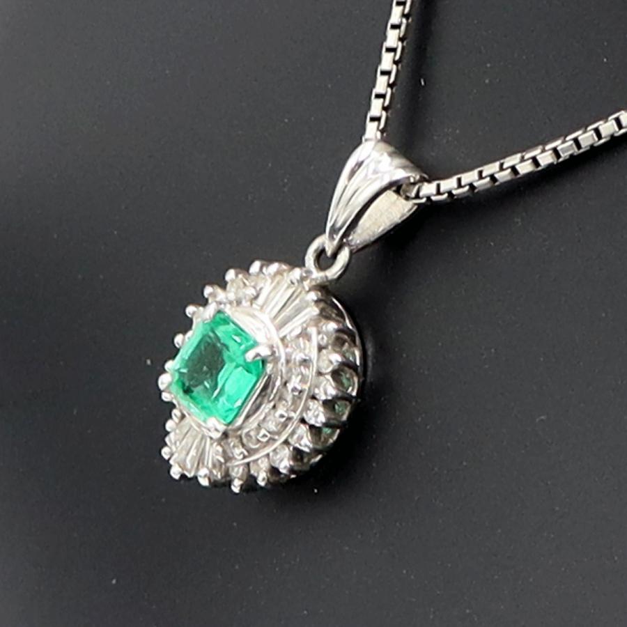 Pt850エメラルドペンダントネックレス　E0.36ct　D0.26ct　ネックレス長さ40cm　重量6.52ｇ(石の重量含む) レディース(中古)