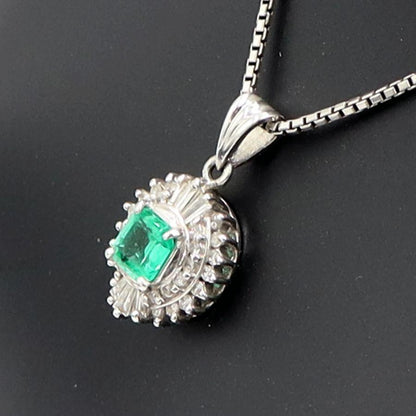 Pt850エメラルドペンダントネックレス　E0.36ct　D0.26ct　ネックレス長さ40cm　重量6.52ｇ(石の重量含む) レディース(中古)