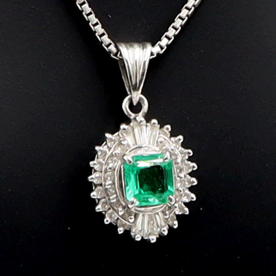 Pt850エメラルドペンダントネックレス　E0.36ct　D0.26ct　ネックレス長さ40cm　重量6.52ｇ(石の重量含む) レディース(中古)