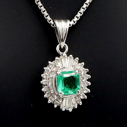 Pt850エメラルドペンダントネックレス　E0.36ct　D0.26ct　ネックレス長さ40cm　重量6.52ｇ(石の重量含む) レディース(中古)