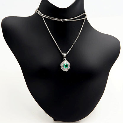 Pt850エメラルドペンダントネックレス　E0.36ct　D0.26ct　ネックレス長さ40cm　重量6.52ｇ(石の重量含む) レディース(中古)