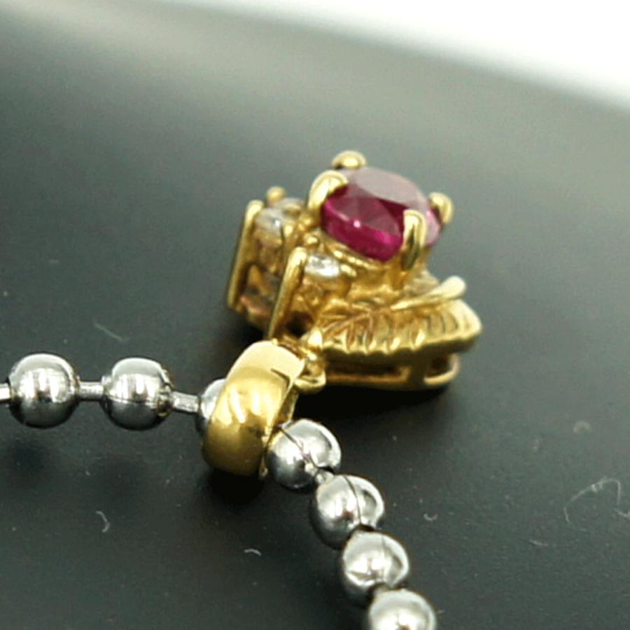 K18ルビーダイヤモンドペンダントトップ　重量0.94ｇ(石の重量含む)　レディース（中古）