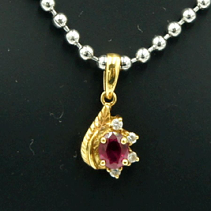 K18ルビーダイヤモンドペンダントトップ　重量0.94ｇ(石の重量含む)　レディース（中古）