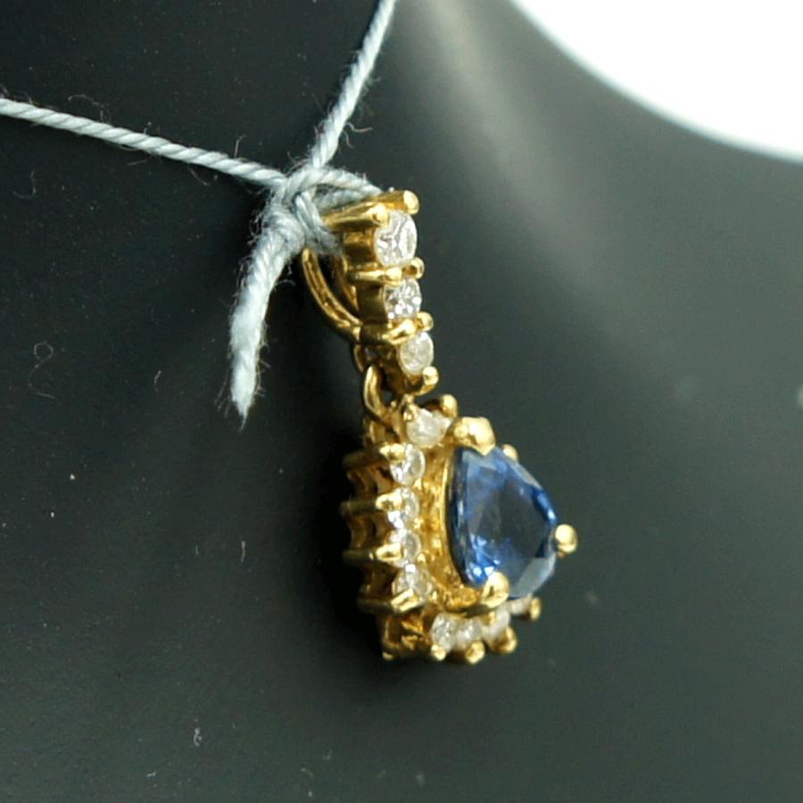 K18サファイアダイヤモンドペンダントトップ　D0.15ct　重量0.98ｇ(石の重量含む)　レディース（中古）