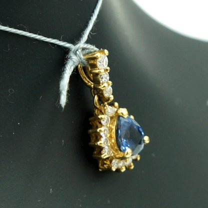 K18サファイアダイヤモンドペンダントトップ　D0.15ct　重量0.98ｇ(石の重量含む)　レディース（中古）