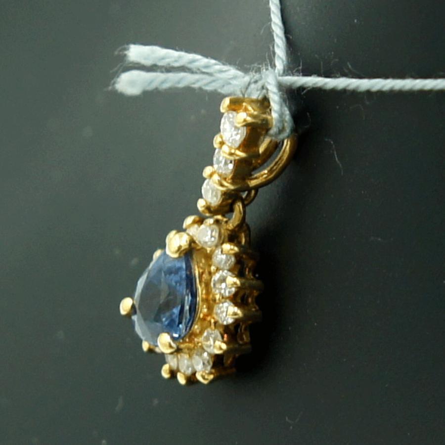 K18サファイアダイヤモンドペンダントトップ　D0.15ct　重量0.98ｇ(石の重量含む)　レディース（中古）