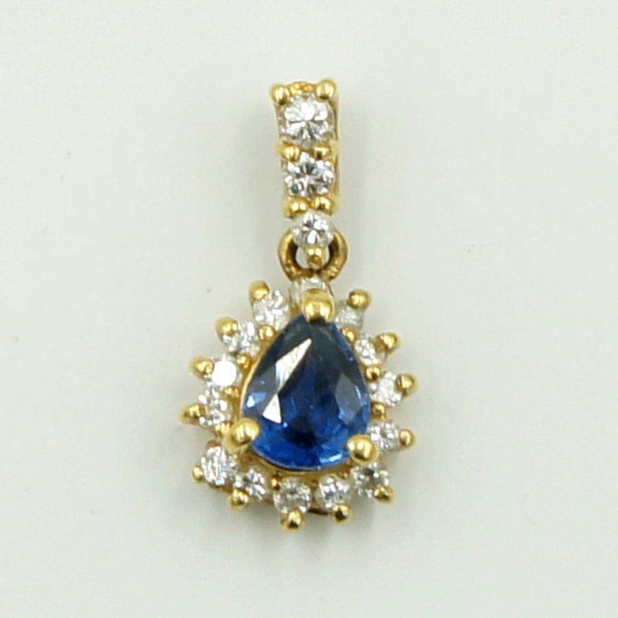 K18サファイアダイヤモンドペンダントトップ　D0.15ct　重量0.98ｇ(石の重量含む)　レディース（中古）