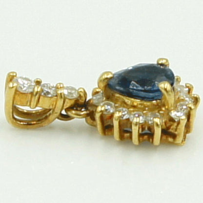 K18サファイアダイヤモンドペンダントトップ　D0.15ct　重量0.98ｇ(石の重量含む)　レディース（中古）