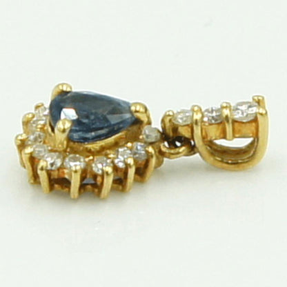 K18サファイアダイヤモンドペンダントトップ　D0.15ct　重量0.98ｇ(石の重量含む)　レディース（中古）