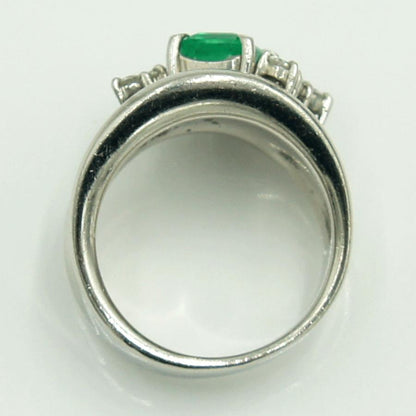 Pt900エメラルドダイヤリング　E1.33ct　D.0.35ct　リングサイズ11号　重量16.88ｇ(石の重量含む)　レディース（中古）