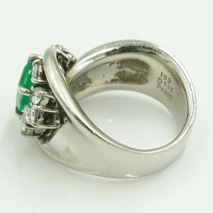 Pt900エメラルドダイヤリング　E1.33ct　D.0.35ct　リングサイズ11号　重量16.88ｇ(石の重量含む)　レディース（中古）