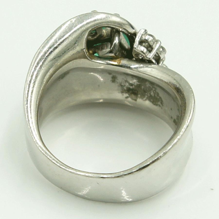 Pt900エメラルドダイヤリング　E1.33ct　D.0.35ct　リングサイズ11号　重量16.88ｇ(石の重量含む)　レディース（中古）