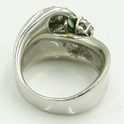 Pt900エメラルドダイヤリング　E1.33ct　D.0.35ct　リングサイズ11号　重量16.88ｇ(石の重量含む)　レディース（中古）