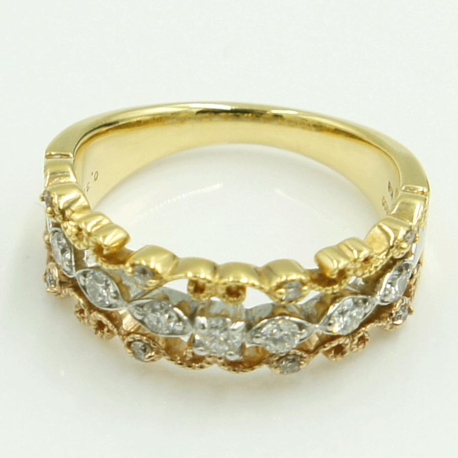 K18/Pt900ダイヤモンドリング　D0.32ct　リングサイズ11号　重量5.41ｇ(石の重量含む)（中古）