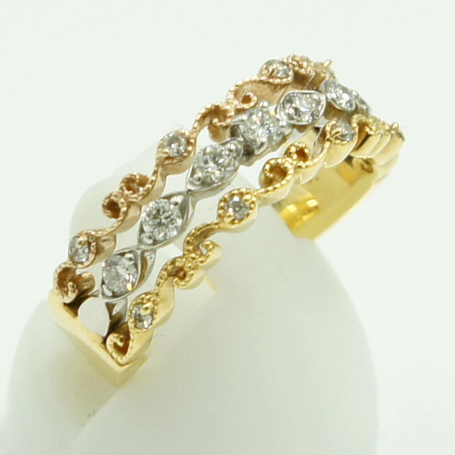 K18/Pt900ダイヤモンドリング　D0.32ct　リングサイズ11号　重量5.41ｇ(石の重量含む)（中古）