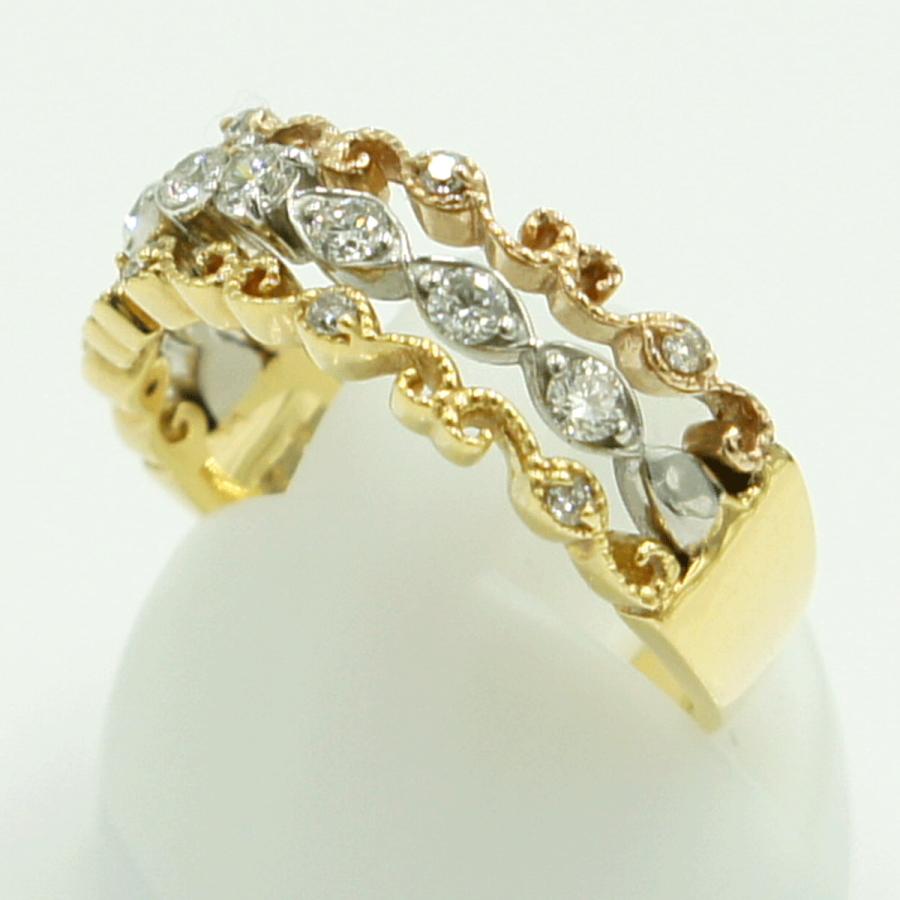 K18/Pt900ダイヤモンドリング　D0.32ct　リングサイズ11号　重量5.41ｇ(石の重量含む)（中古）