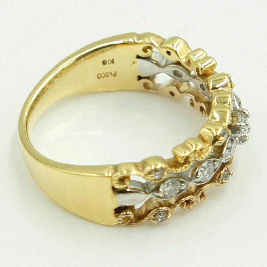 K18/Pt900ダイヤモンドリング　D0.32ct　リングサイズ11号　重量5.41ｇ(石の重量含む)（中古）