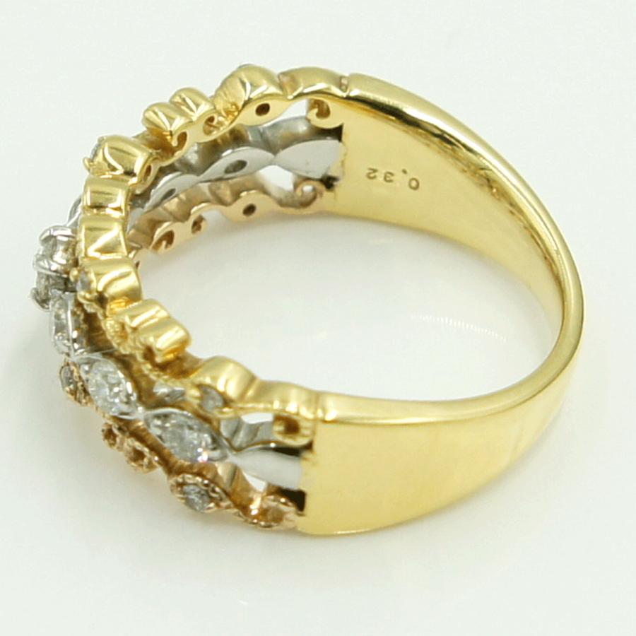 K18/Pt900ダイヤモンドリング　D0.32ct　リングサイズ11号　重量5.41ｇ(石の重量含む)（中古）