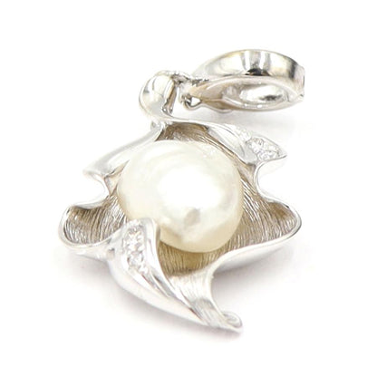 K14WGケシパールペンダントトップ　D0.07ct　重量5.54ｇ(石の重量含む)（中古）