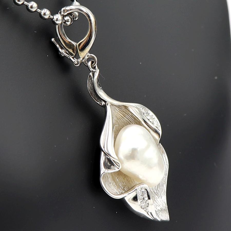 K14WGケシパールペンダントトップ　D0.07ct　重量5.54ｇ(石の重量含む)（中古）