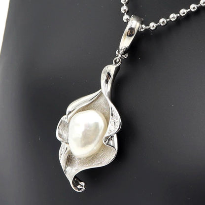 K14WGケシパールペンダントトップ　D0.07ct　重量5.54ｇ(石の重量含む)（中古）