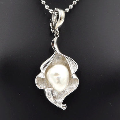 K14WGケシパールペンダントトップ　D0.07ct　重量5.54ｇ(石の重量含む)（中古）