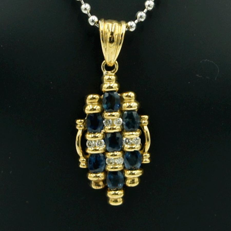 K18サファイアペンダントトップ　S1.50ct　D0.14ct　重量5.28ｇ(石の重量含む)　レディース（中古）