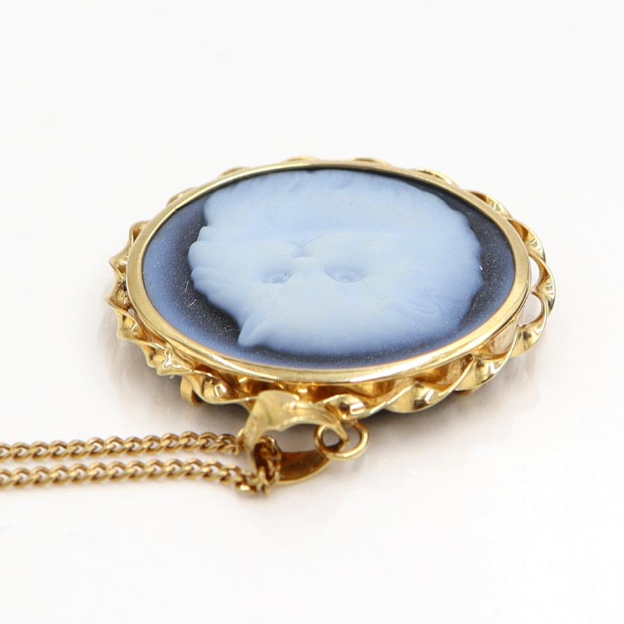 K18メノウカメオペンダントネックレス「キャット」　ネックレス長さ38cm　重量6.57ｇ　レディース（中古）