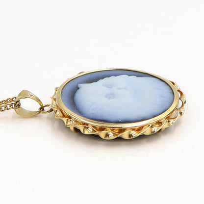 K18メノウカメオペンダントネックレス「キャット」　ネックレス長さ38cm　重量6.57ｇ　レディース（中古）