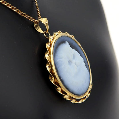 K18メノウカメオペンダントネックレス「キャット」　ネックレス長さ38cm　重量6.57ｇ　レディース（中古）