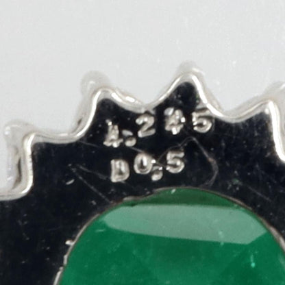 Pt900/850エメラルドネックレス　E4.245ct　D0.50ct　ネックレス長さ42cm　重量6.95ｇ(石の重量含む)（中古）
