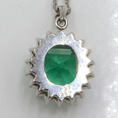 Pt900/850エメラルドネックレス　E4.245ct　D0.50ct　ネックレス長さ42cm　重量6.95ｇ(石の重量含む)（中古）