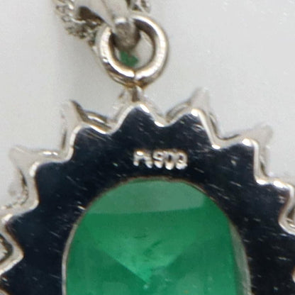 Pt900/850エメラルドネックレス　E4.245ct　D0.50ct　ネックレス長さ42cm　重量6.95ｇ(石の重量含む)（中古）