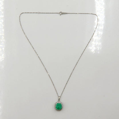 Pt900/850エメラルドネックレス　E4.245ct　D0.50ct　ネックレス長さ42cm　重量6.95ｇ(石の重量含む)（中古）