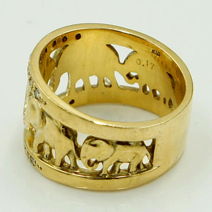 K18ダイヤモンドリング　「ゾウ」　リングサイズ18号　D 0.17ct　重量11.62ｇ（中古）