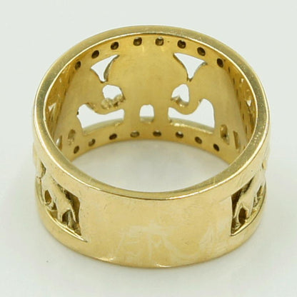 K18ダイヤモンドリング　「ゾウ」　リングサイズ18号　D 0.17ct　重量11.62ｇ（中古）