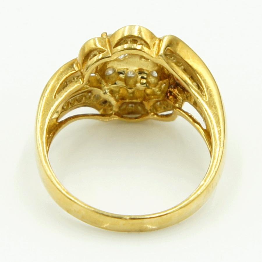 K18ダイヤモンドリング「フラワー」D1.00ct　リングサイズ13号　重量6.57ｇ(石の重量含む)（中古）