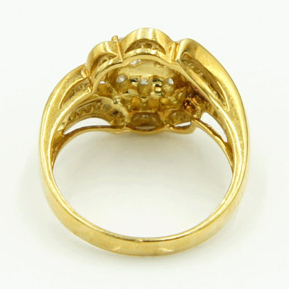 K18ダイヤモンドリング「フラワー」D1.00ct　リングサイズ13号　重量6.57ｇ(石の重量含む)（中古）