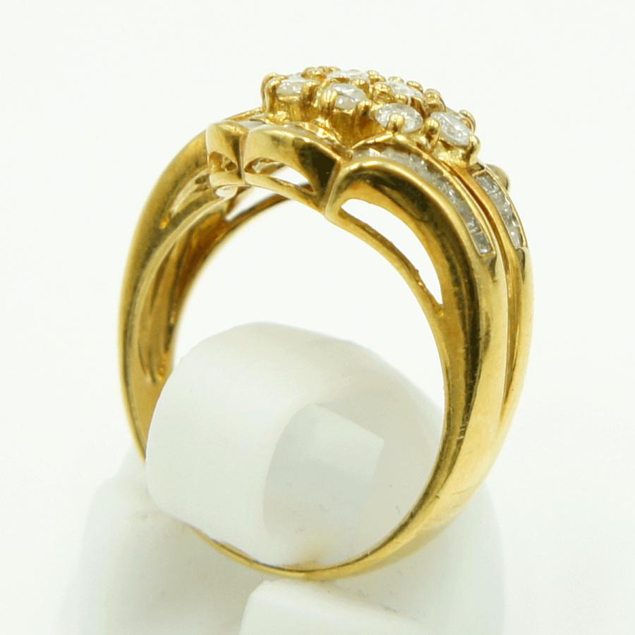 K18ダイヤモンドリング「フラワー」D1.00ct　リングサイズ13号　重量6.57ｇ(石の重量含む)（中古）