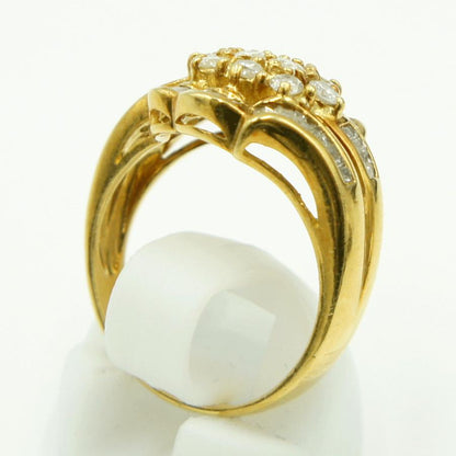 K18ダイヤモンドリング「フラワー」D1.00ct　リングサイズ13号　重量6.57ｇ(石の重量含む)（中古）