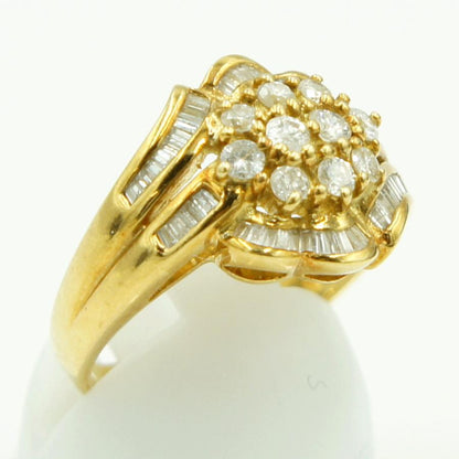 K18ダイヤモンドリング「フラワー」D1.00ct　リングサイズ13号　重量6.57ｇ(石の重量含む)（中古）