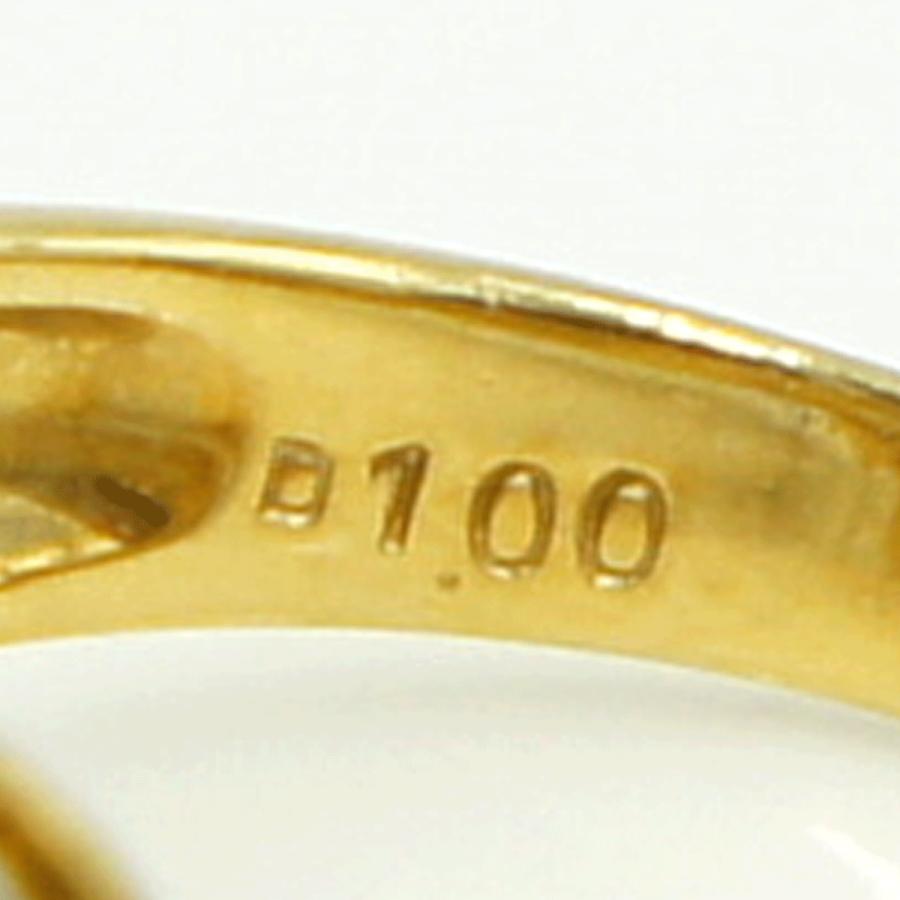 K18ダイヤモンドリング「フラワー」D1.00ct　リングサイズ13号　重量6.57ｇ(石の重量含む)（中古）