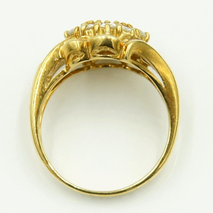 K18ダイヤモンドリング「フラワー」D1.00ct　リングサイズ13号　重量6.57ｇ(石の重量含む)（中古）