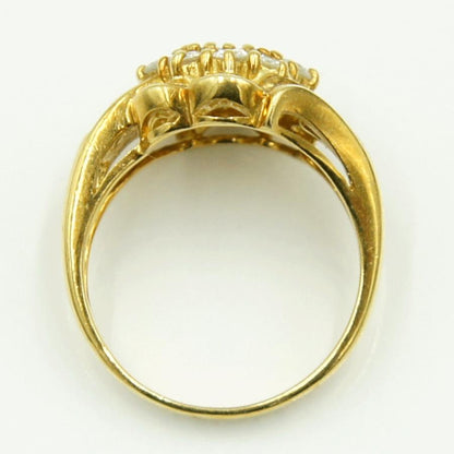 K18ダイヤモンドリング「フラワー」D1.00ct　リングサイズ13号　重量6.57ｇ(石の重量含む)（中古）