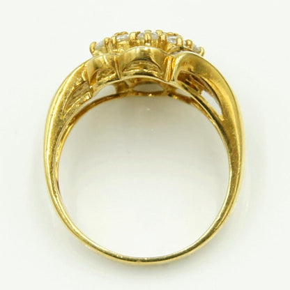 K18ダイヤモンドリング「フラワー」D1.00ct　リングサイズ13号　重量6.57ｇ(石の重量含む)（中古）